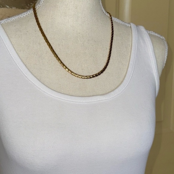 Vintage Gold Herringbone Chain Thicker .25” Width Necklace 21” Heavyweight - Picture 11 of 13